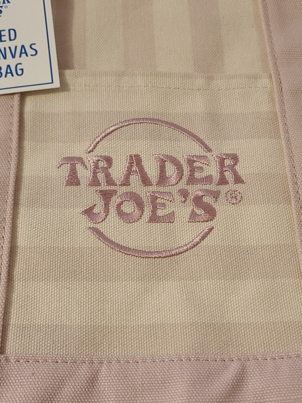 Trader Joe's Pink Striped Mini Canvas Tote Bag - Picture 3 of 9